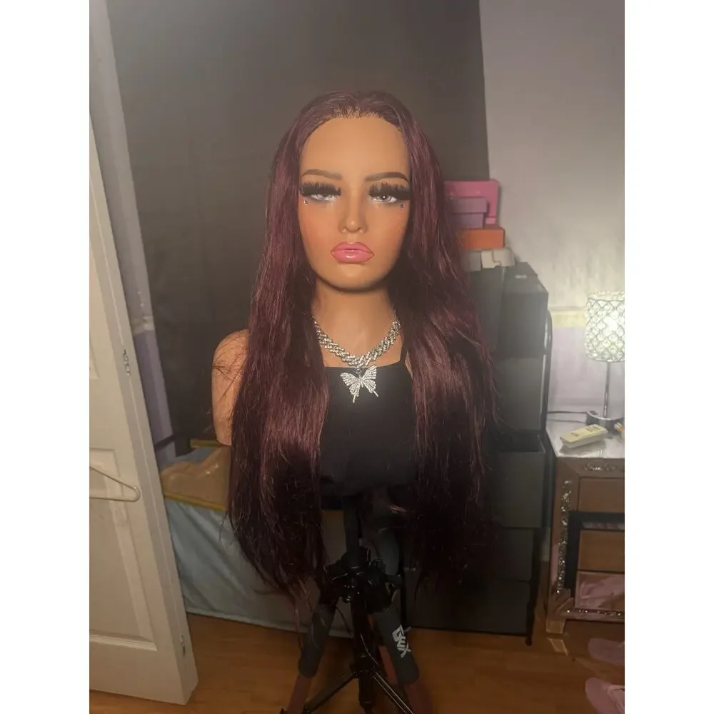 13x4 Wine Burgundy Human Hair Lace Front Wig